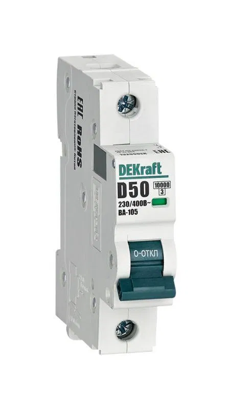 Выключатель автоматический модульный 1п D 50А 10кА ВА-105 DEKraft 13206DEK
