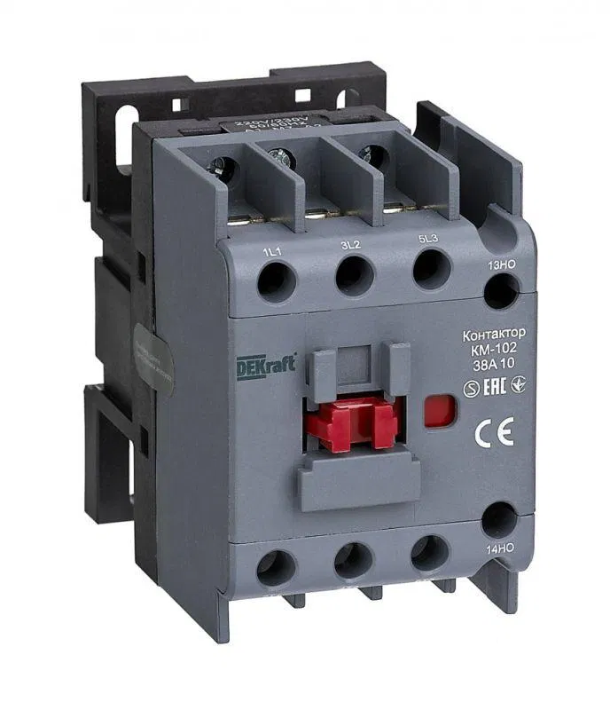 Контактор 38А 230В AC АС3 АС4 1НО+1НЗ КМ-102 DEKraft 21934DEK