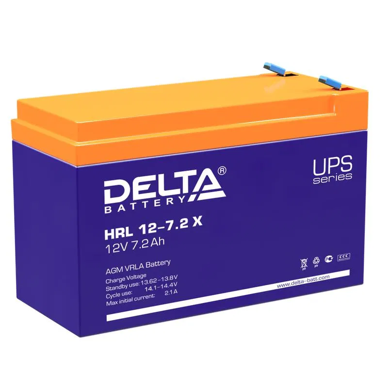 Аккумулятор профессиональный 12В 7.2А.ч HRL 12-7.2 X Delta 4614010610012