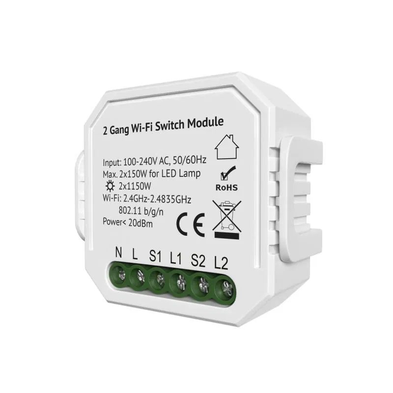 Реле-выключатель двухканальное Wi-Fi 2х1150Вт/2х100Вт для LED DENKIRS 780474