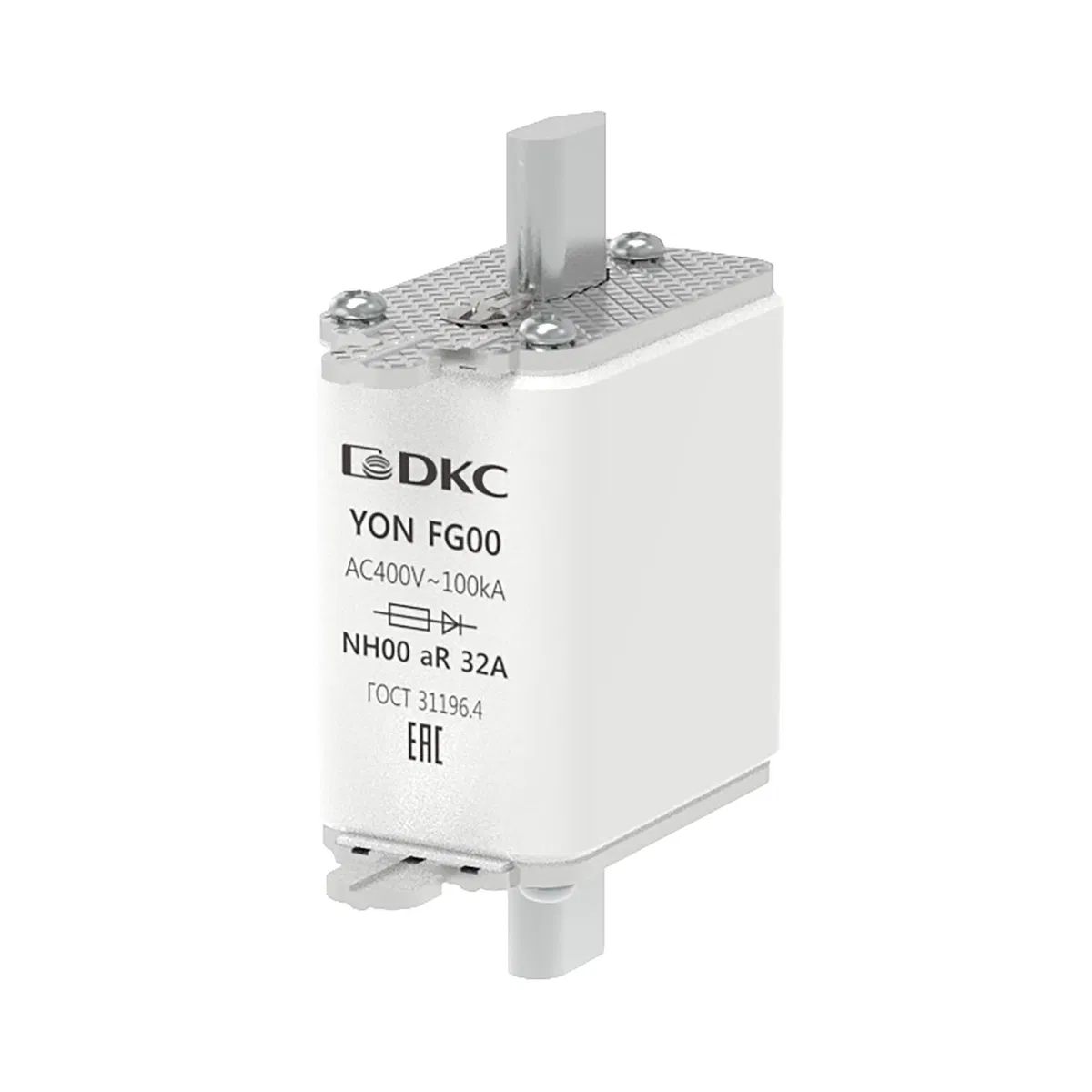 Предохранитель YON ножевого типа FG00 32А 400V характеристика aR 1FG00-0032-400V-AR DKC