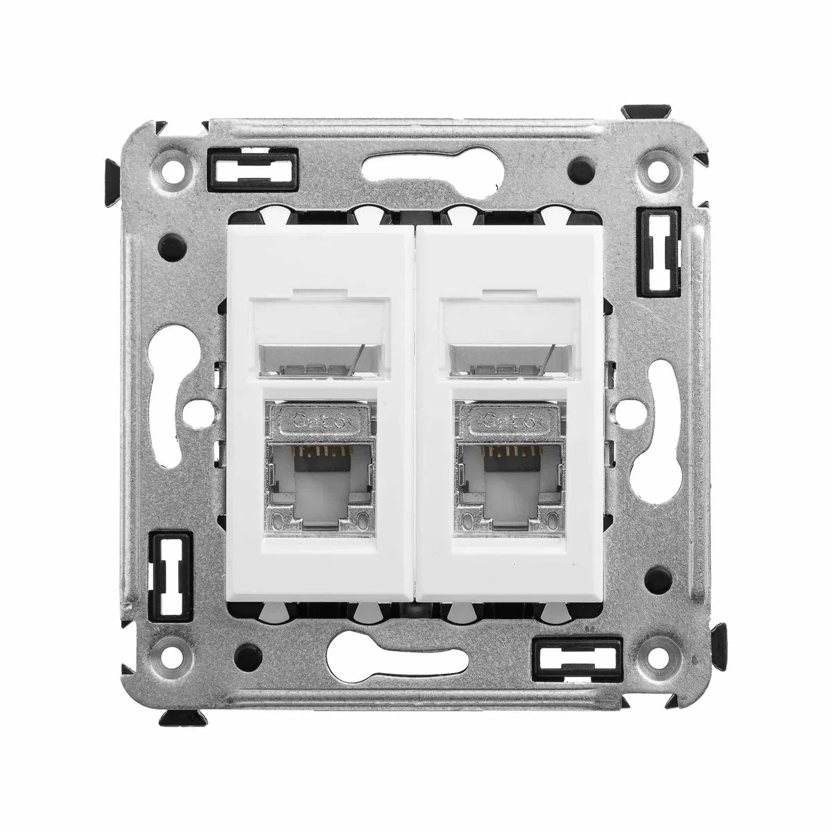 Компьютерная розетка RJ-45 в стену, кат.6 двойная экранированная, Avanti, белое облако 4400394 DKC