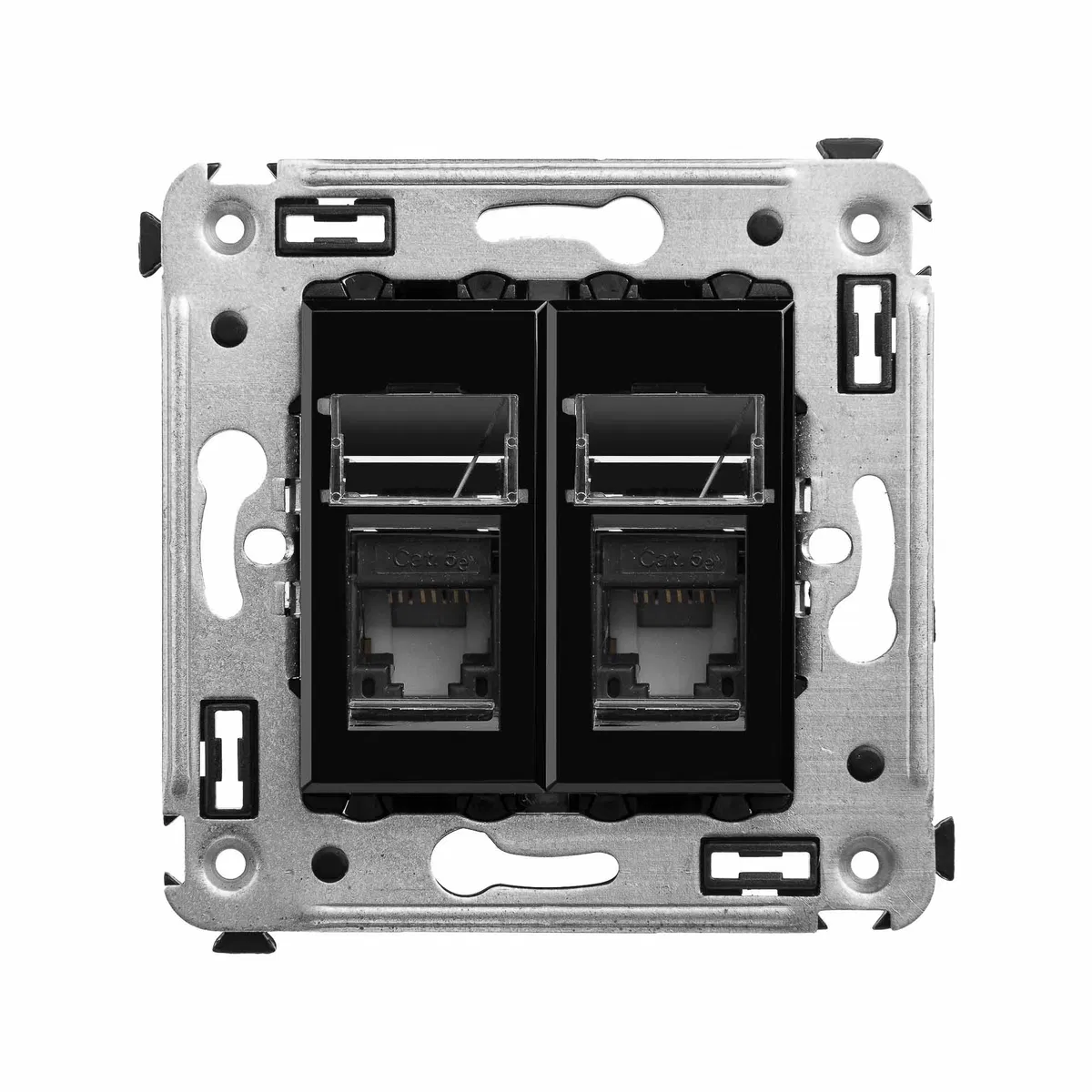 Компьютерная розетка RJ-45 в стену, кат.5e двойная, Avanti, черный квадрат 4402464 DKC