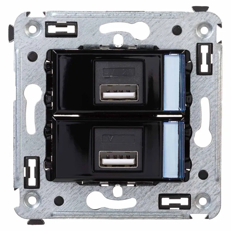 USB зарядное устройство в стену 2.1 А, Avanti, черный квадрат 4402543 DKC