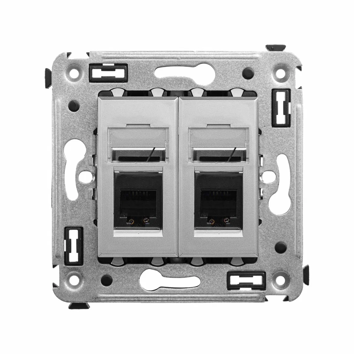 Телефонная розетка RJ-12 в стену двойная, Avanti, закаленная сталь 4404314 DKC