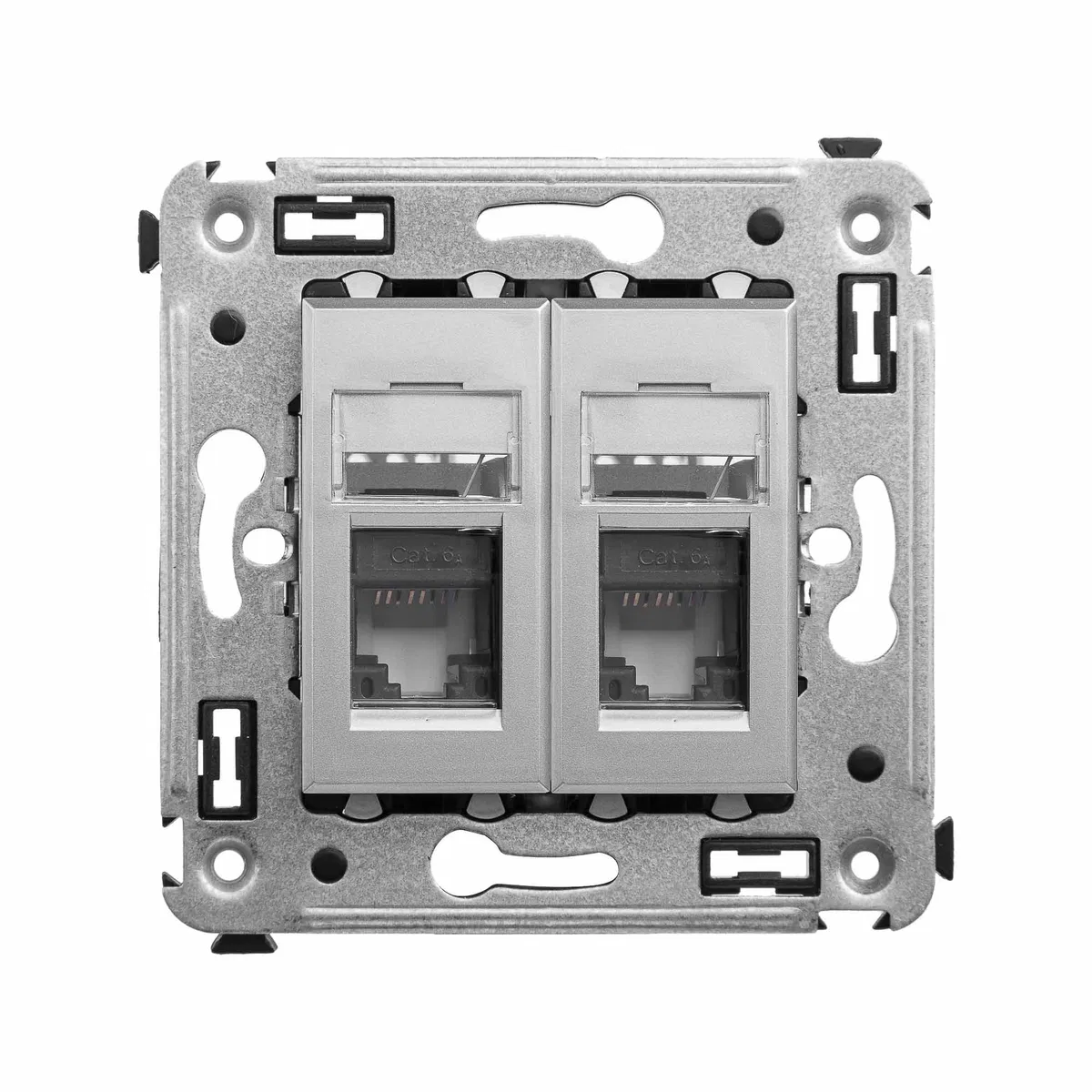 Компьютерная розетка RJ-45 в стену, кат.6А двойная, Avanti, закаленная сталь 4404374 DKC