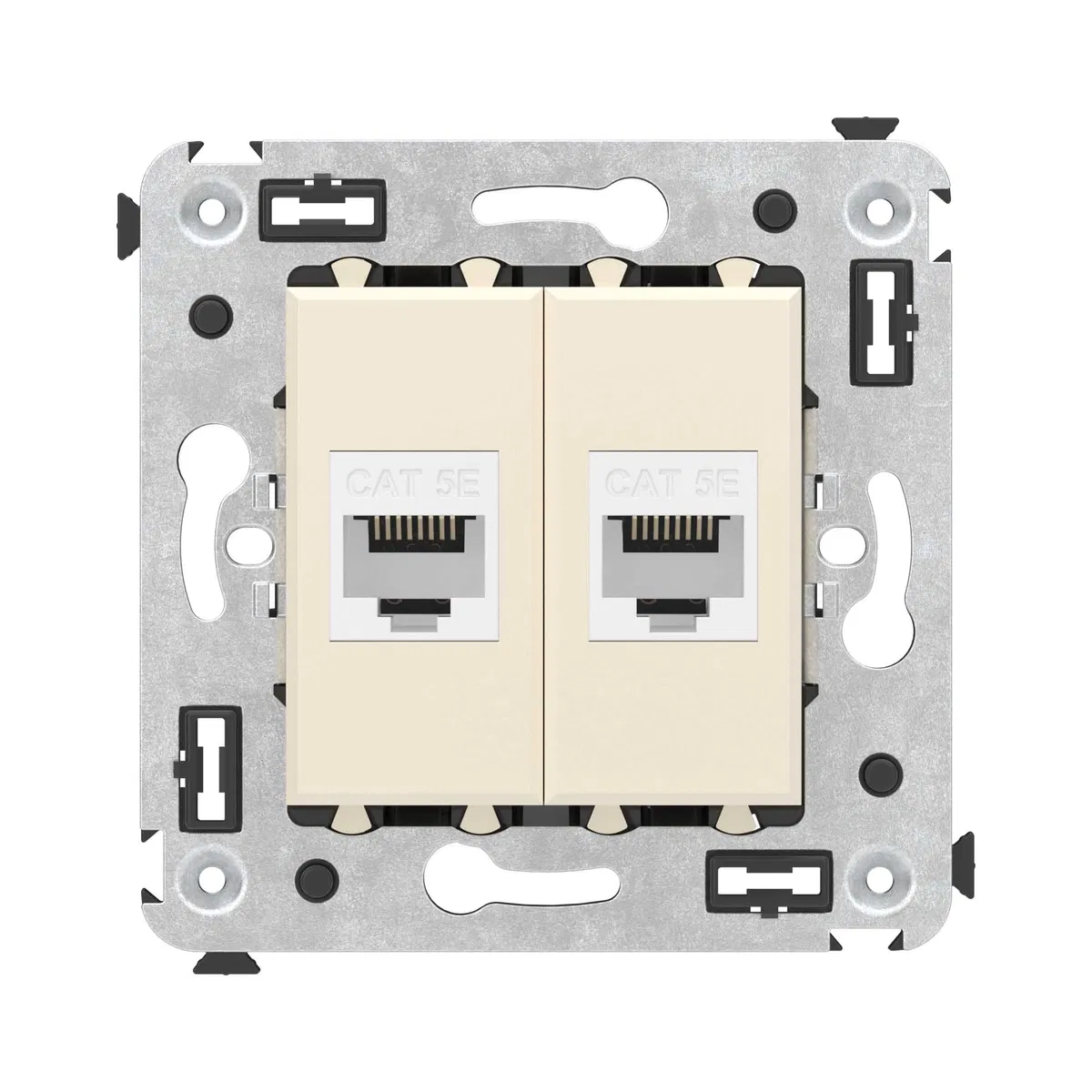 Компьютерная розетка RJ-45 без шторки в стену, кат.5е двойная, Avanti, ванильная дымка 4405664 DKC