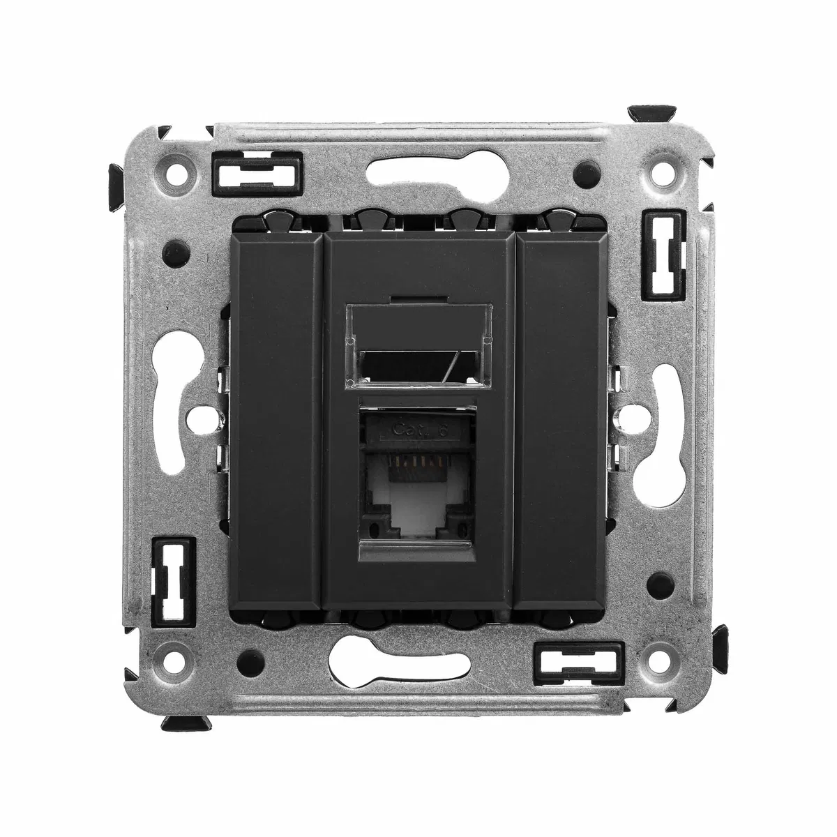Компьютерная розетка RJ-45 в стену, кат.6 одинарная, Avanti, черный матовый 4412293 DKC