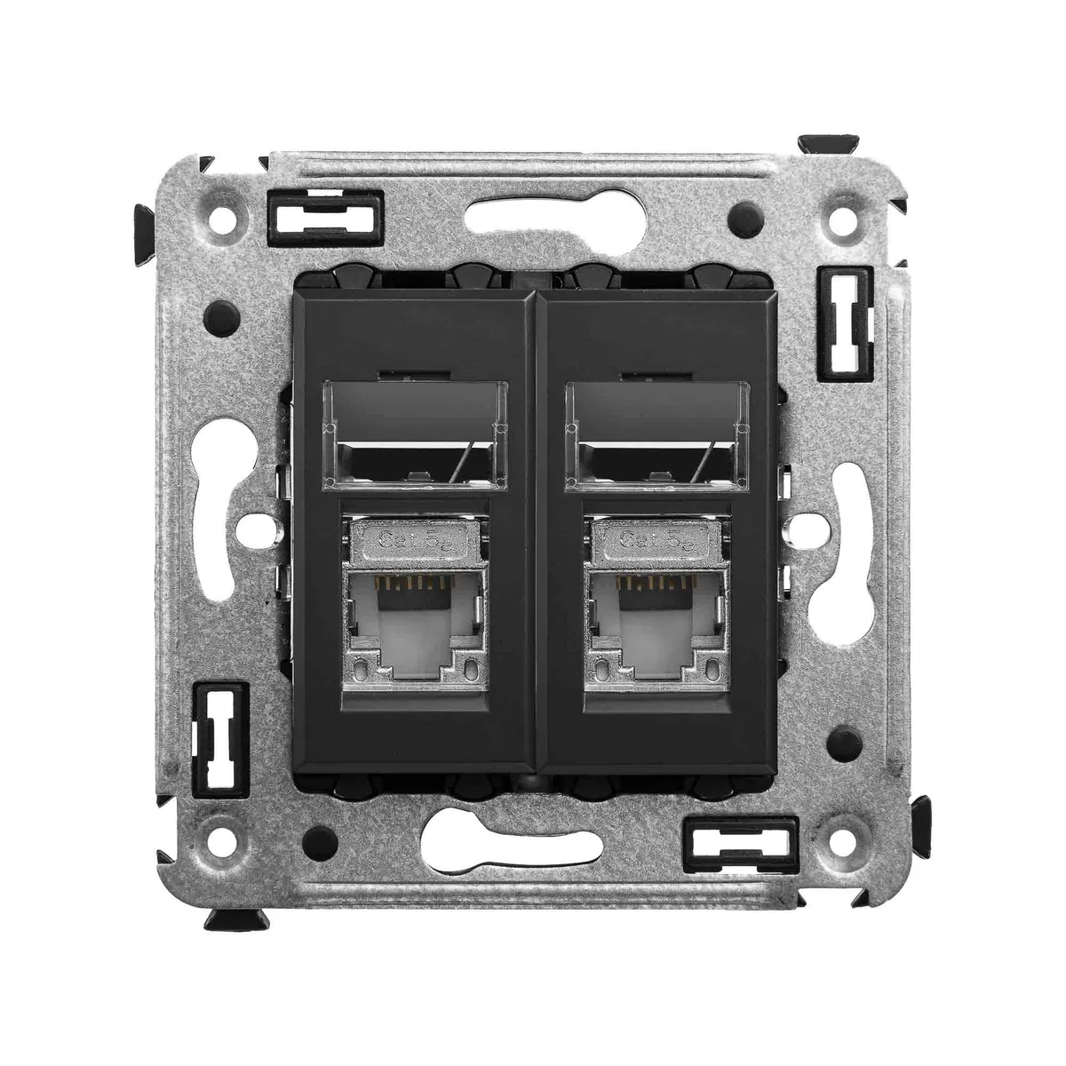 Компьютерная розетка RJ-45 в стену, кат.5e двойная экранированная, Avanti, черный матовый 4412364 DKC