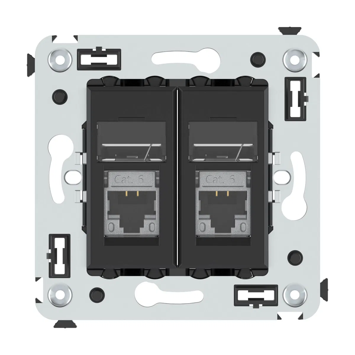 Компьютерная розетка RJ-45 в стену, кат.6 экранированная  двойная, Avanti, черный матовый 4412394 DKC