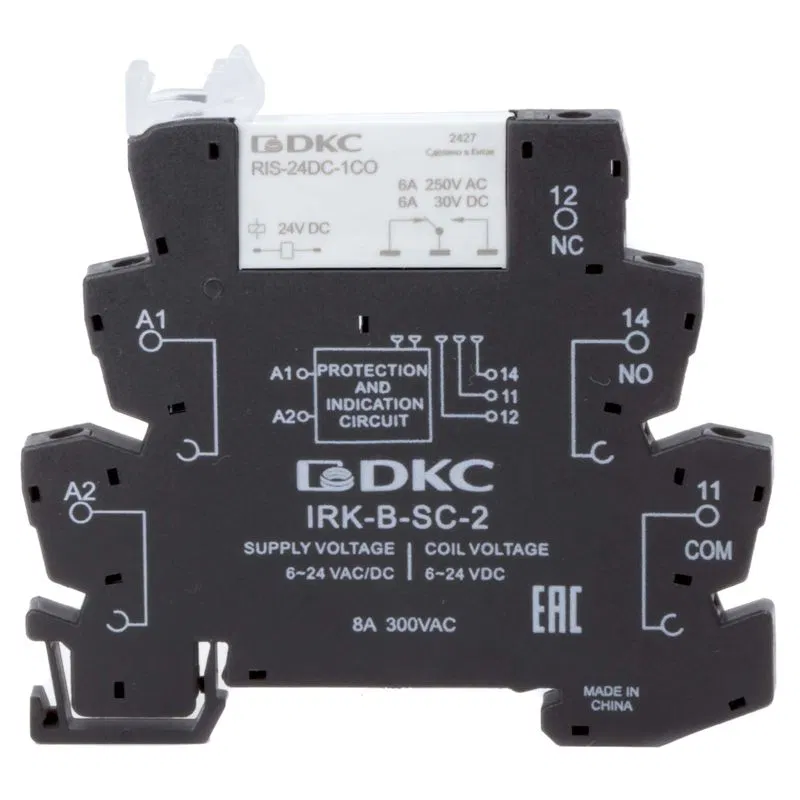 Реле интерфейсное 1CO ком. ток 6А AgSnO2 напряжение 12В AC/DC винтовые клеммы DKC IRK-12UC-1CO