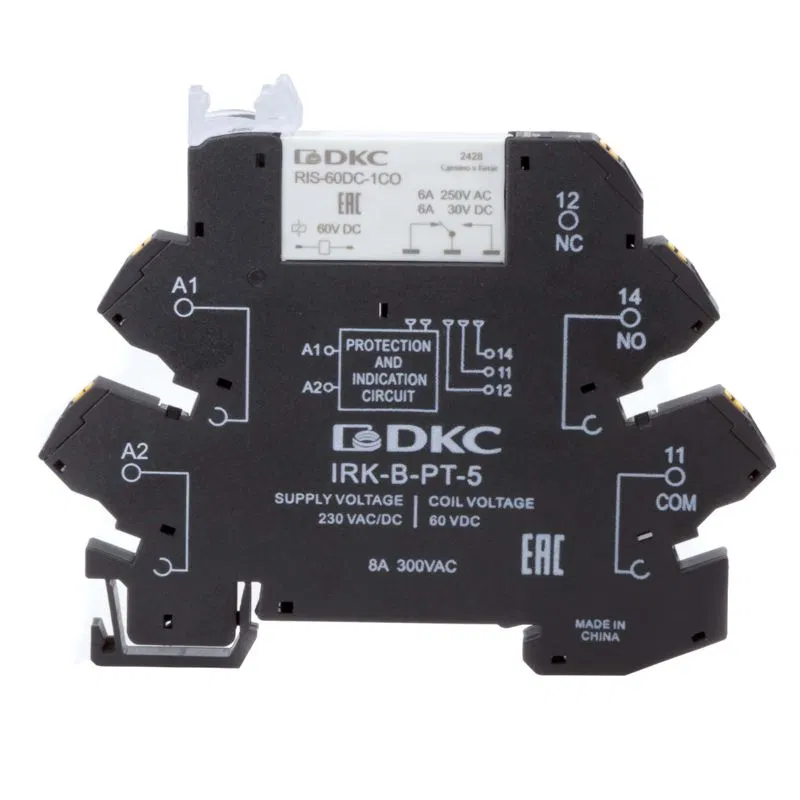 Реле интерфейсное 1CO ком. ток 6А AgSnO2 напряжение 230В AC/DC push-in клеммы DKC IRK-230UC-1CO-PT