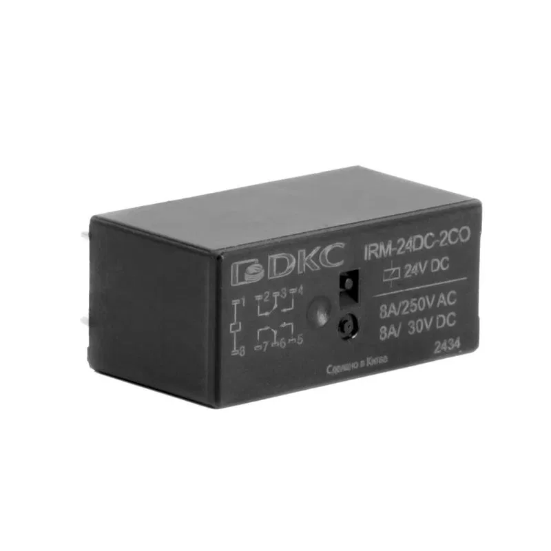 Реле миниатюрное низкопрофильное 2CO ком. ток 8А AgSnO2 напряжение 24В DC DKC IRM-24DC-2CO