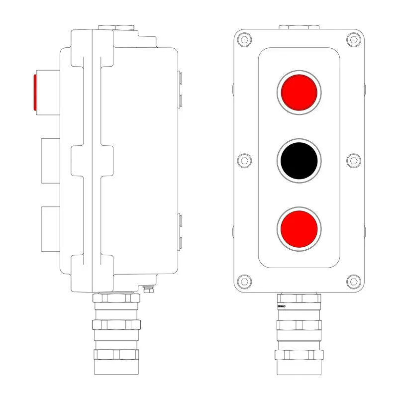 Пост управления взрывонепроницаемый из алюм. LCSD-03-B-MB-L1R(220)x1-P1B(11)x1-P1R(11)x1-PBMB-KA2MHK DKC LCSD21000109