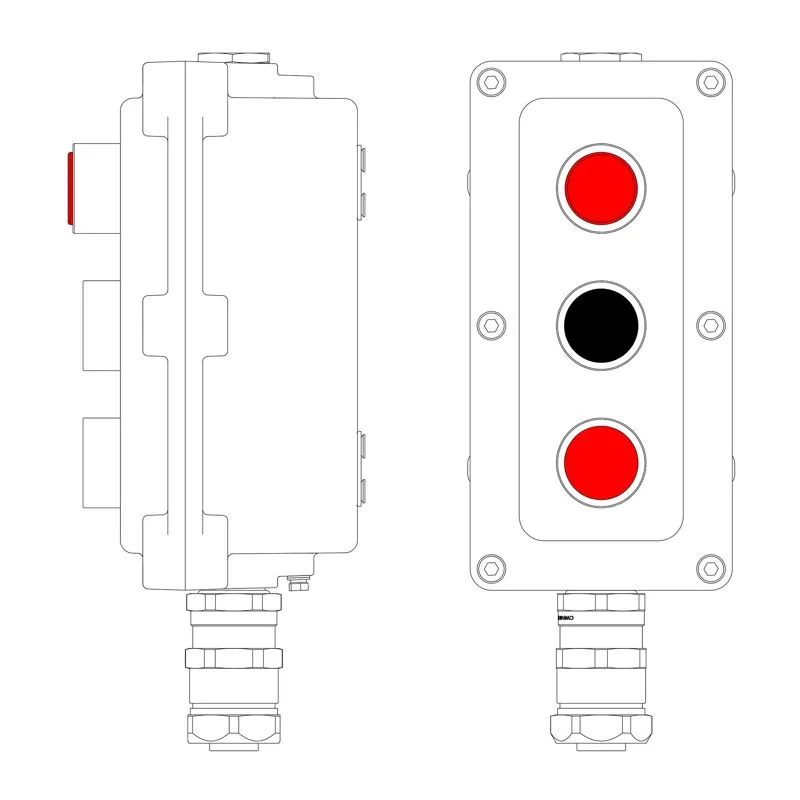 Пост управления взрывонепроницаемый из алюм. LCSD-03-B-MC-L1R(220)x1-P1B(11)x1-P1R(11)x1-PCMB-KAEPM3MHK-20 DKC LCSD21000130