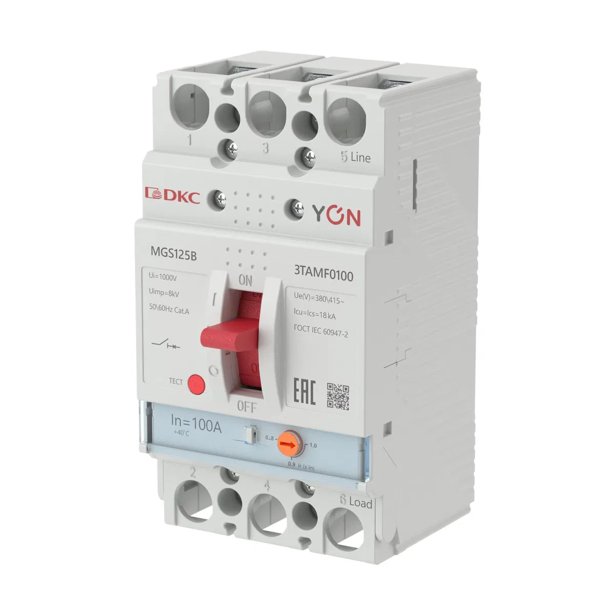 Авт. выкл. YON MGS125 3P 80-100A 18kA MGS125B-3TAMF0100 DKC