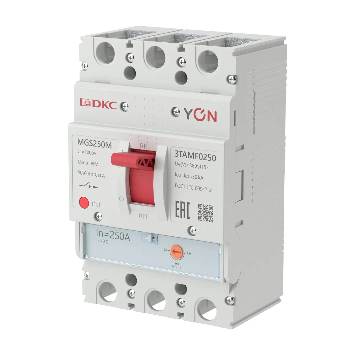 Выключатель автоматический в литом корпусе YON YON MGS250 3P 200-250А 36кА YON MGS250N-3TAMF0250 YON (группа DKC)