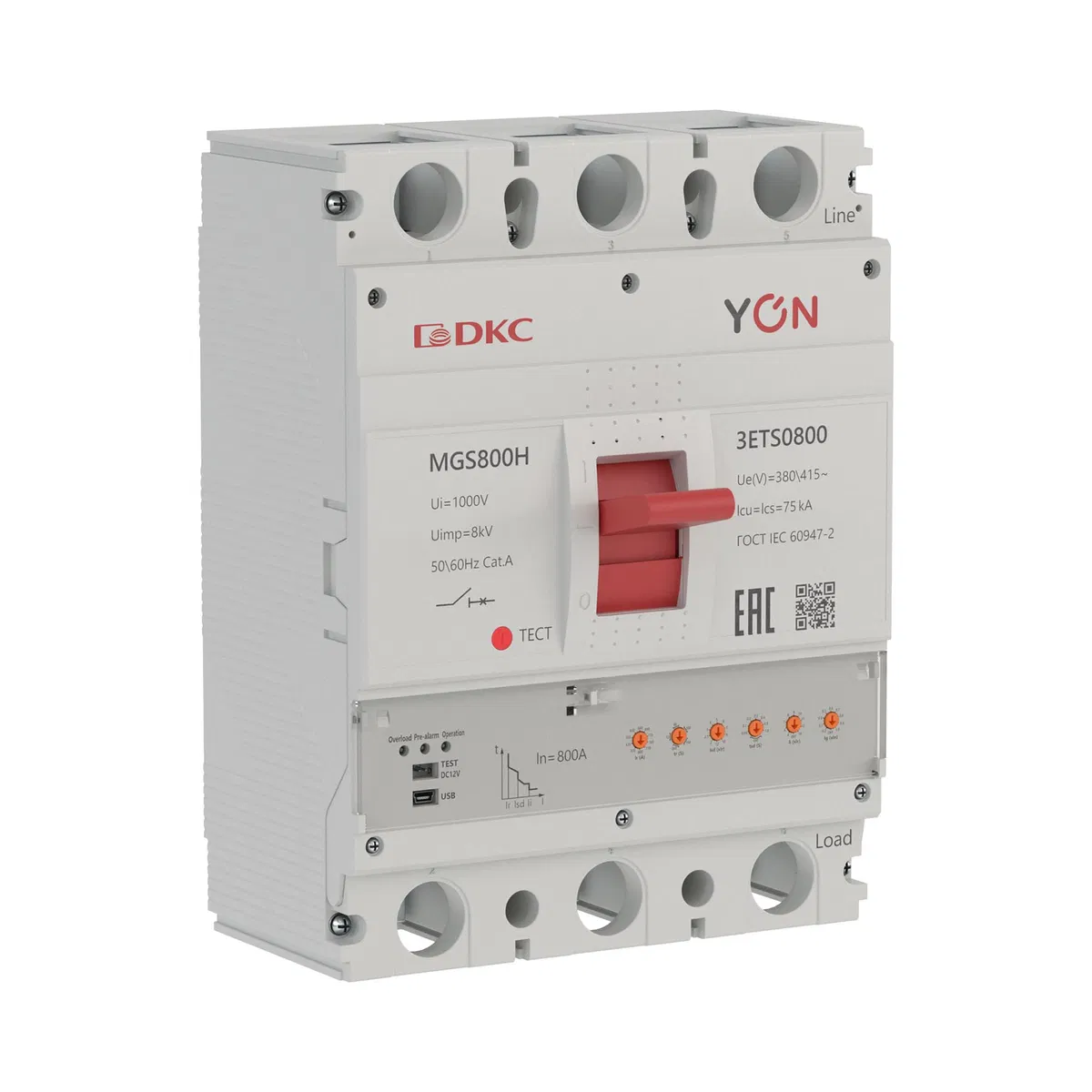 Авт. выкл. YON MGS800H 3P 320-800A 75kA с электронным расцепителем ETS MGS800H-3ETS0800 DKC
