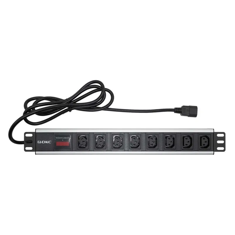Блок розеток 8-м 10А IEC 60320 C13 для 19дюйм шкафов амперметр DKC R519IEC8AMC14