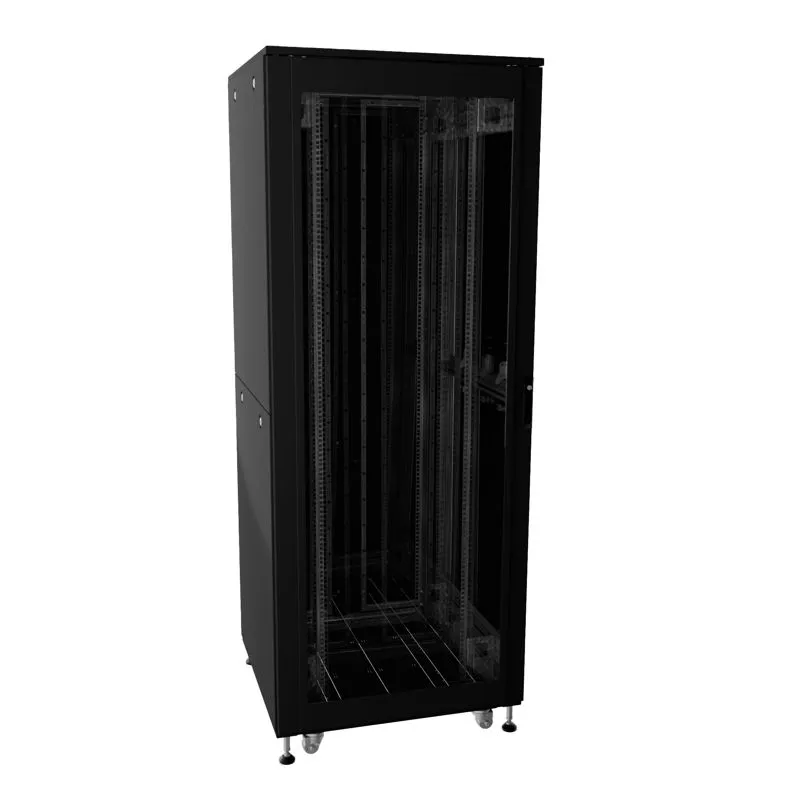 Шкаф напольный разобранный 19'' IT-CQE-N 42U 800x1000мм, крыша с вырубкой, дверь стекло и двойная сплошная металл, двойные боковыепанели, черный RAL9005 R5ITN42810FG1M2SB DKC