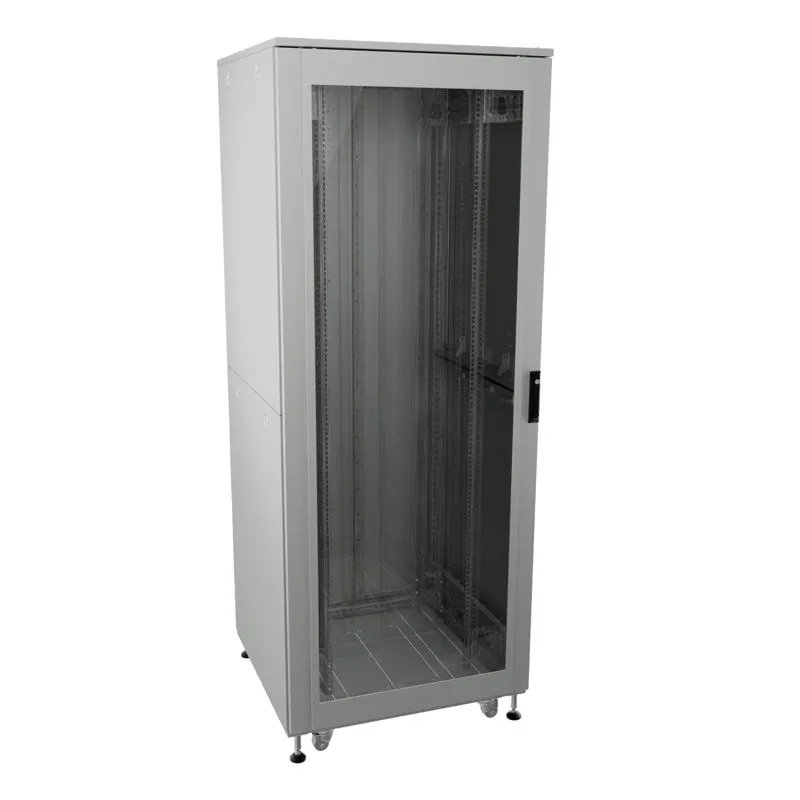 Шкаф напольный разобранный 19'' IT-CQE-N 42U 800x1000мм, крыша с вырубкой, дверь стекло и двойная сплошная металл, двойные боковыепанели, серый RAL7035 R5ITN42810FG1M2SG DKC
