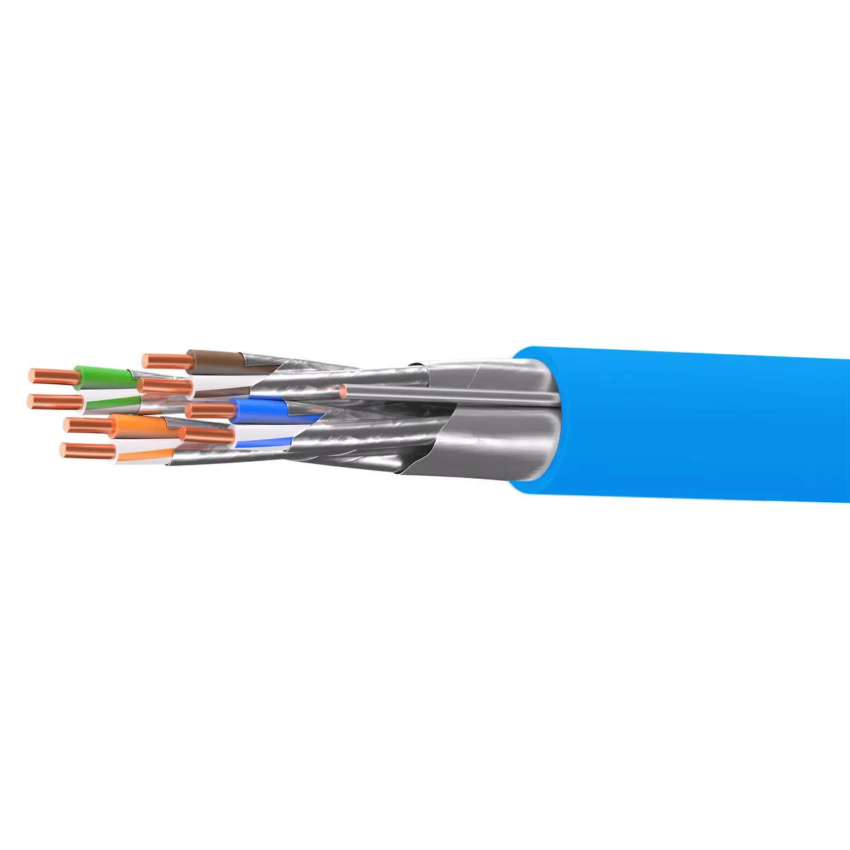 Кабель витая пара кат. 6А экранированный F/FTP, 4 пары, нг(А)-HF, цвет внешней оболочки синий, бухта 500 м RN6AFFK01BL DKC