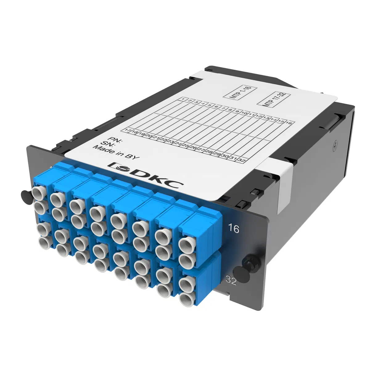 Претерминированная кассета 32 ОВ, OS2, 2xMTP(16)f/16xLC-UPC двухволоконный (Duplex), 1 HU RNCTFL1U32S DKC