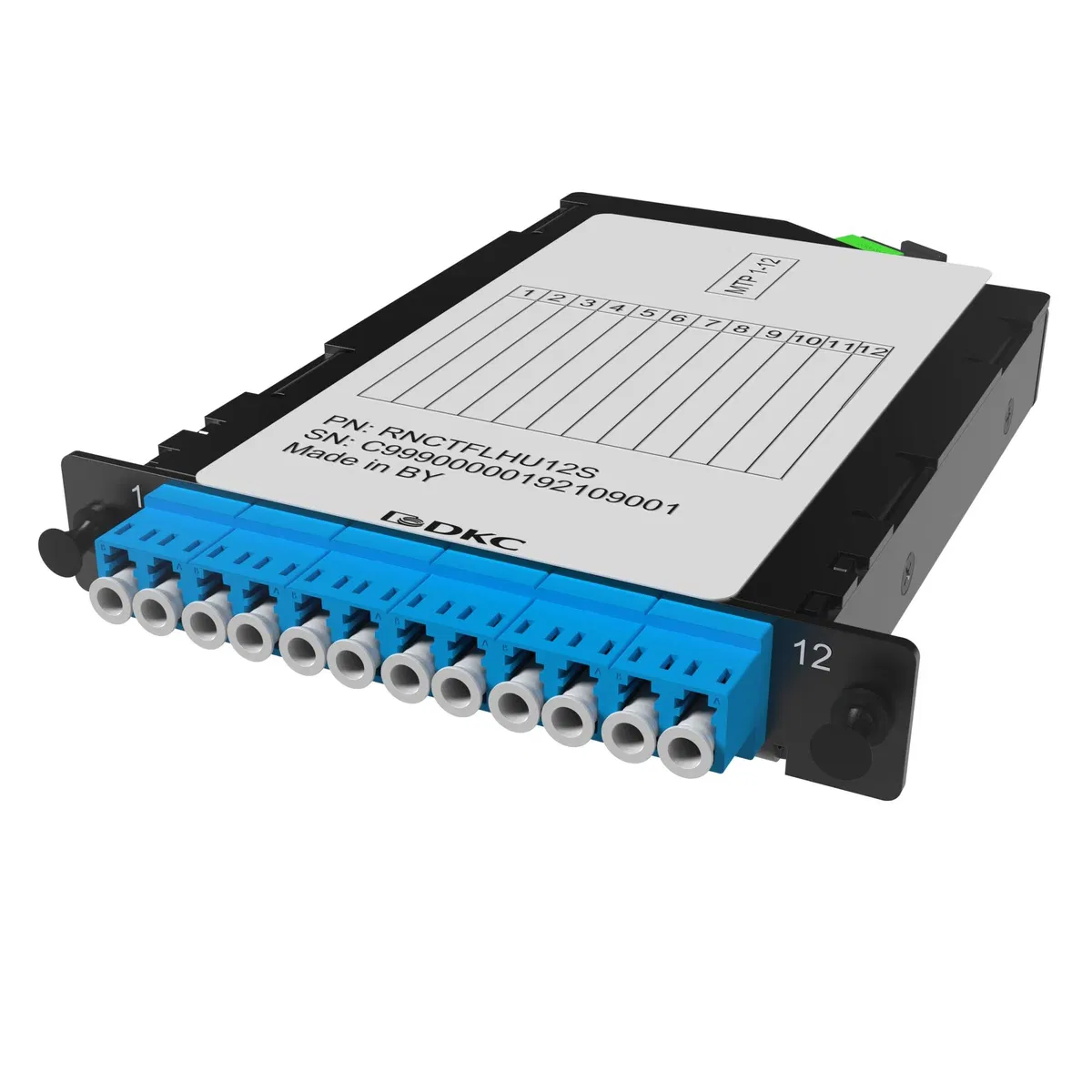 Претерминированная кассета 12ОВ 09/125 OS2, 1xMTP(12)f/6xLC-UPC двухволоконный (Duplex), 1/2 HU RNCTFLHU12S DKC