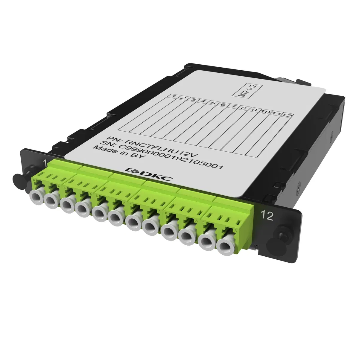 Претерминированная кассета 12ОВ 50/125 OM5, 1xMTP(12)f/6xLC двухволоконный (Duplex), 1/2 HU RNCTFLHU12V DKC