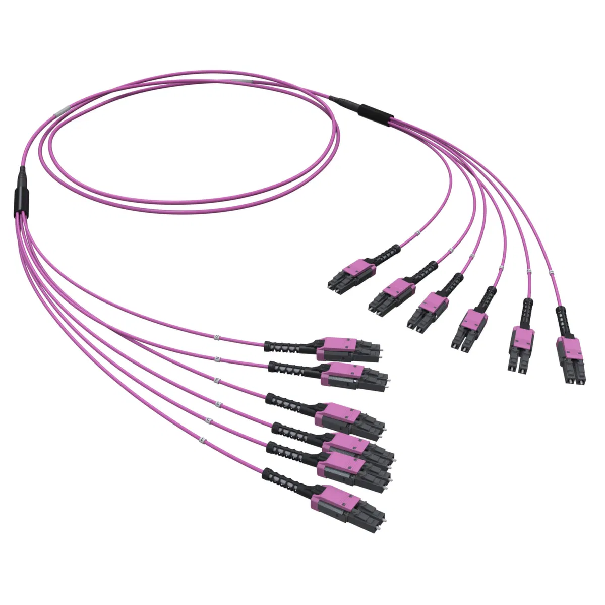Оптическая разветвительная сборка 12ОВ 50/125 OM4, 6хLC двухволоконный (Duplex) Uniboot/6хLC двухволоконный (Duplex) Uniboot, 25м RNFLL12425 DKC