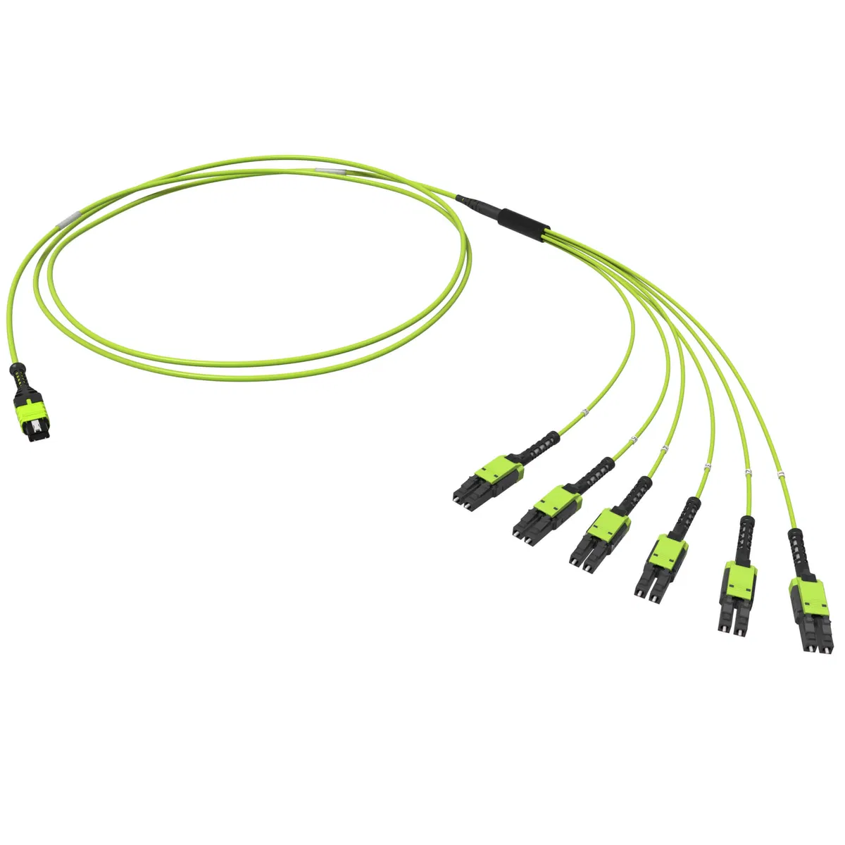 Оптическая разветвительная сборка 12ОВ 50/125 OM5, 1xMTP PRO(12)/6хLC двухволоконный (Duplex) Uniboot, 2м (предустановленная конфигурация: MTP Male , тип полярности - прямая (Tx-->Rx) RNFML12V02 DKC