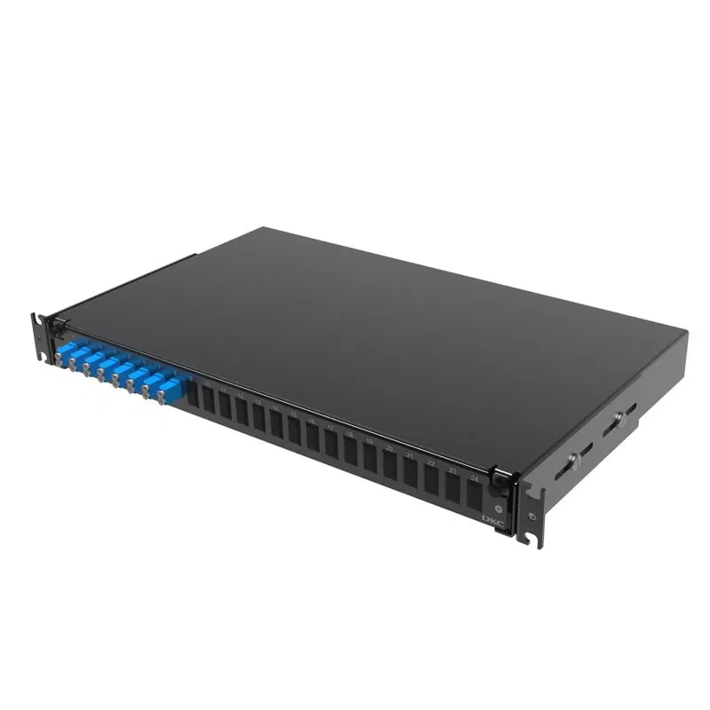 Полка оптическая выдвижн. 1U с адаптерами 8 х duplex LC OS2 в комплекте с лицевой панелью пигтейлами сплайс-кассет(ой/ами) и гильзами КДЗС DKC RNFP9DLCU8