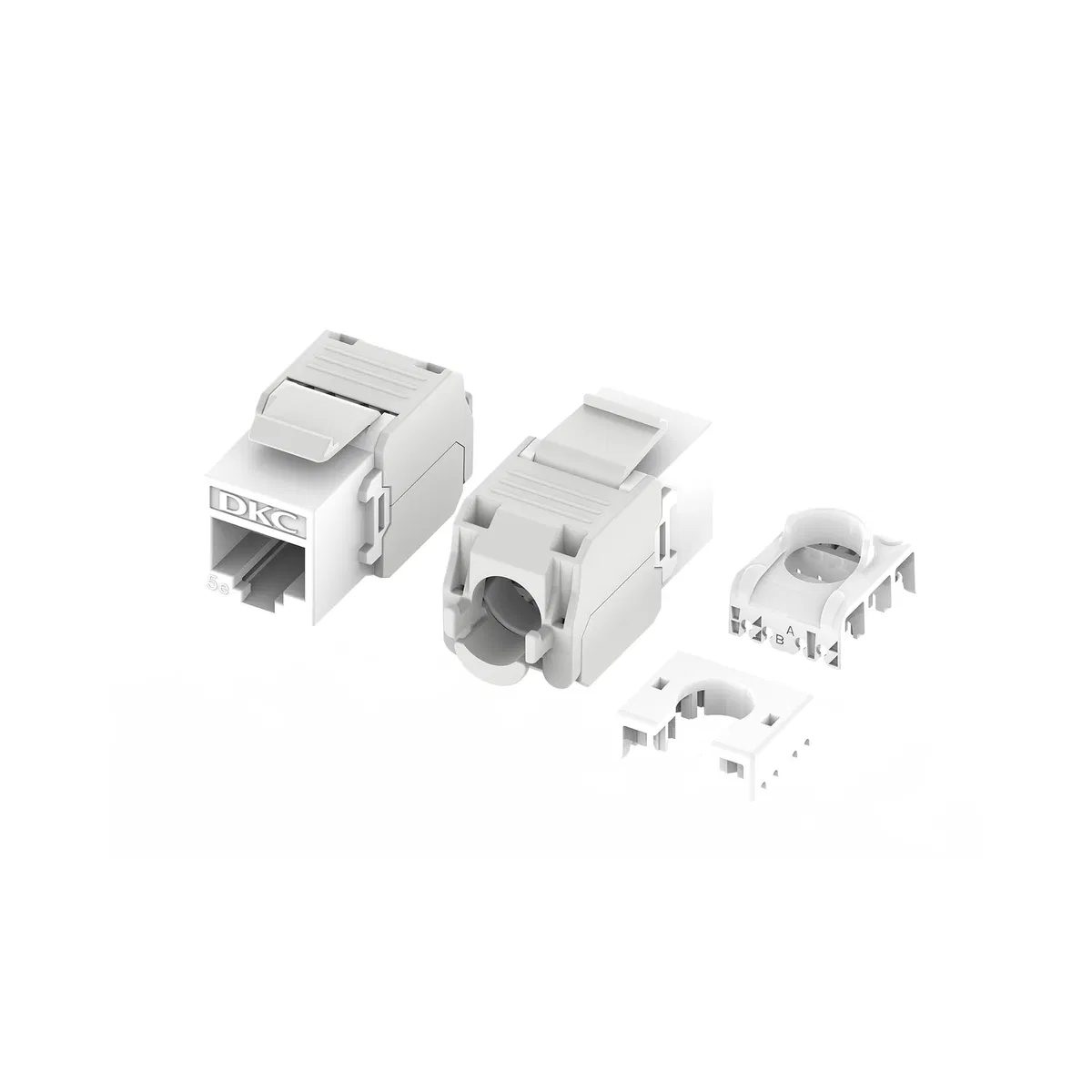 Модуль Кейстоун (Keystone) RJ45 CAT5E неэкранированный, 180 градусов, безынструментальный монтаж (Toolless), белый (применим с инструментом RT) RNK5EU180WH-KJ28 DKC