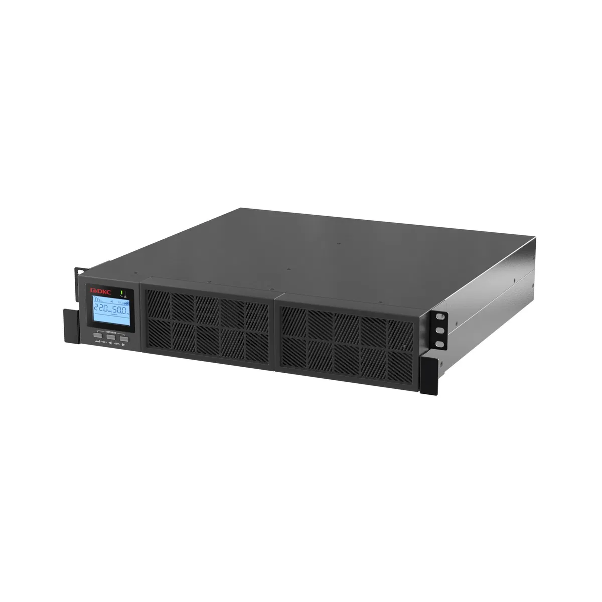 Онлайн ИБП ДКС серии Смолл Рэкмаунт (Small Rackmount), 1000 ВА/900 Вт, 1/1, 6xIEC C13, 1хIEC C19, EPO, USB, RS-232, Rack 2U, з/у 1А, 2x9Ач SMALLR1A5I DKC