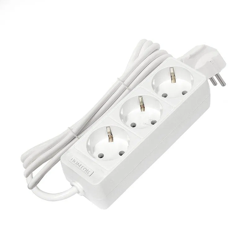 Удлинитель 3х3м с заземл. 10А IP20 2.2кВт ПВС 3х0.75 бел. DOMTOK 2375