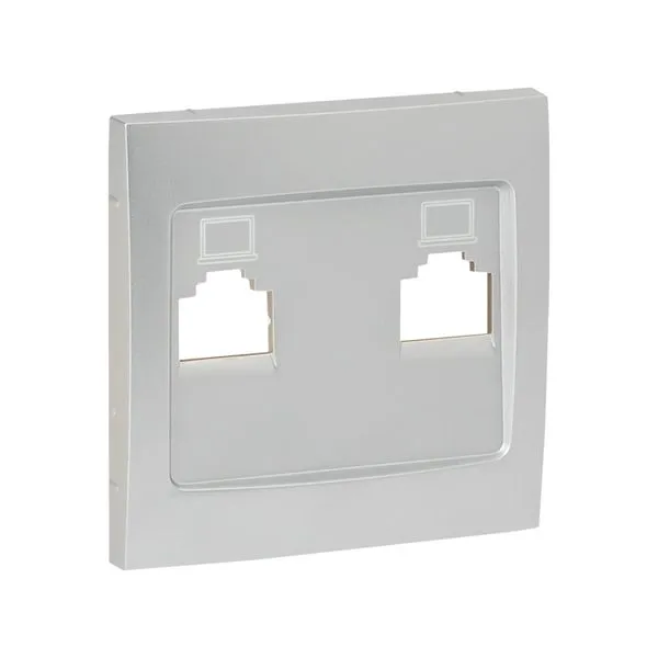 Валенсия лицевая панель розетки RJ-45 2-местная сталь EKF ESK02-L-035-30