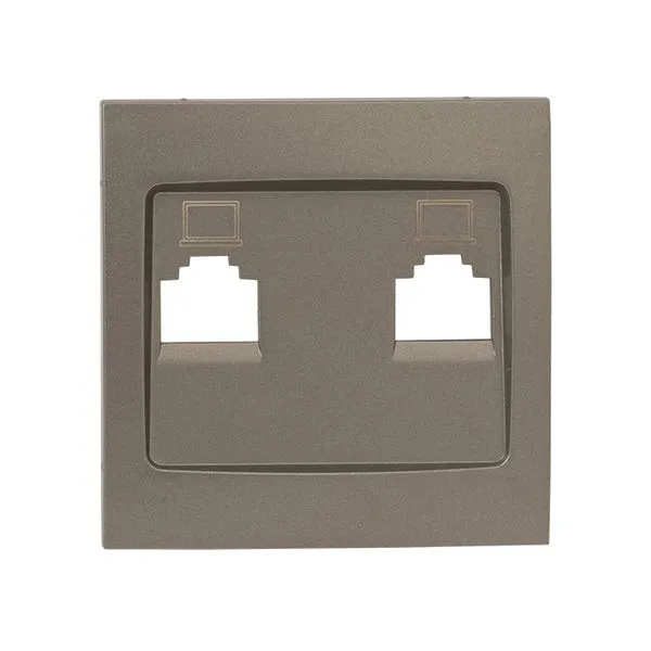 Валенсия лицевая панель розетки RJ-45 2-местная кашемир EKF ESK02-L-035-40