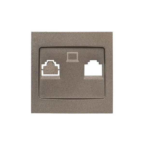 Валенсия лицевая панель розетки RJ-45 2-местная графит EKF ESK02-L-035-60