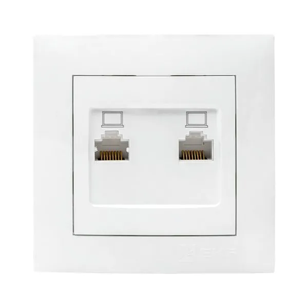 Валенсия розетка компьютерная RJ-45 2-местная белая EKF EWK02-035-10