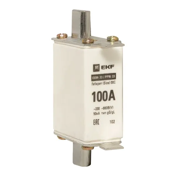 Вставка плавкая ППН-33 100/100А 50кА габарит 00С PROxima EKF fus-33/100