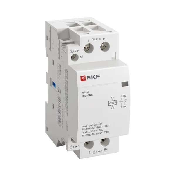 Контактор модульный КМ 63А 1NO+1NC 230В АС (2 мод.) PROXIMA EKF km-2-63-11
