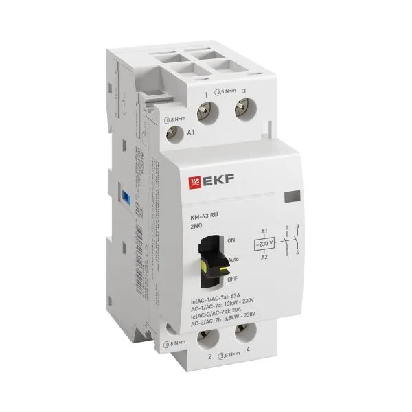 Контактор модульный КМ РУ 63А 2NO 230В АС (2 мод.) PROXIMA EKF km-2m-63-20
