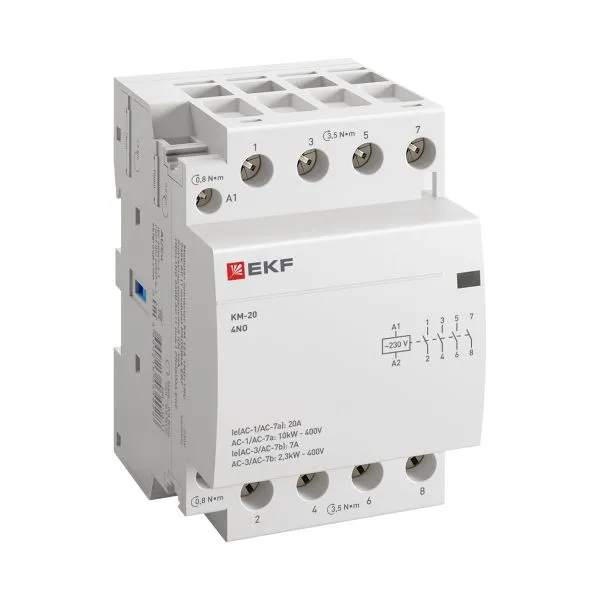 Контактор модульный КМ 20А 4NO 230В АС (3 мод.) PROXIMA EKF km-3-20-40