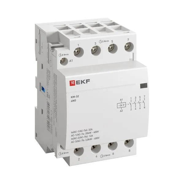 Контактор модульный 4NО 3мод. 24В AC КМ 32А PROxima EKF km-3-32-40-24v