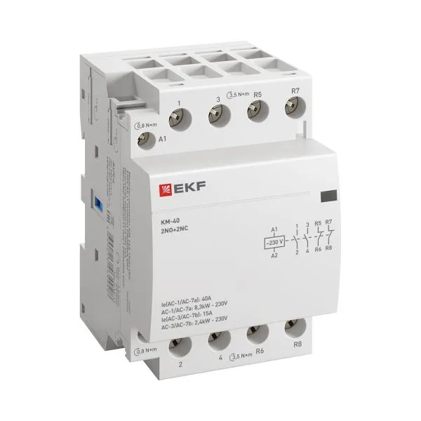 Контактор модульный КМ 40А 2NO+2NC 230В АС (3 мод.) PROXIMA EKF km-3-40-22