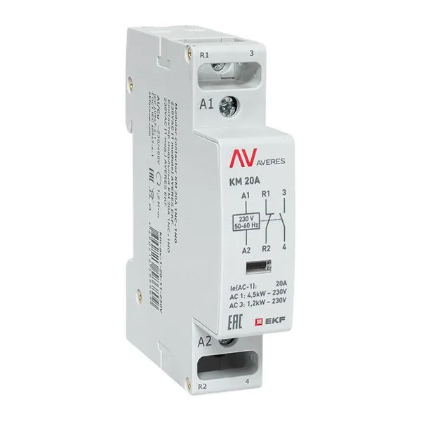 Контактор модульный КМ 20А 1NO+1NC 230В АС (1 мод.) AVERES EKF km-av-1-20-11-230V