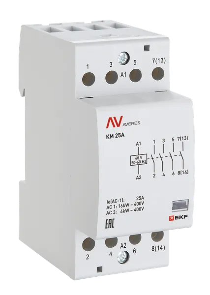 Контактор модульный КМ 25А 2NO+2NC 110В АС (2 мод.) AVERES EKF km-av-2-25-22-110V