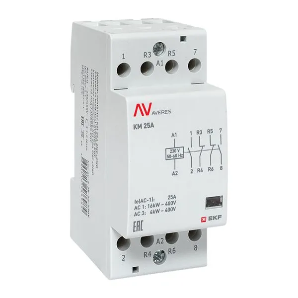 Контактор модульный КМ 25А 2NO+2NC 230В АС (2 мод.) AVERES EKF km-av-2-25-22-230V