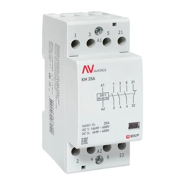Контактор модульный КМ 25А 3NO+1NC 230В АС (2 мод.) AVERES EKF km-av-2-25-31-230V