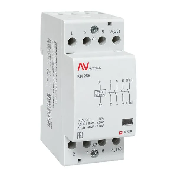 Контактор модульный КМ 25А 4NO 230В АС (2 мод.) AVERES EKF km-av-2-25-40-230V